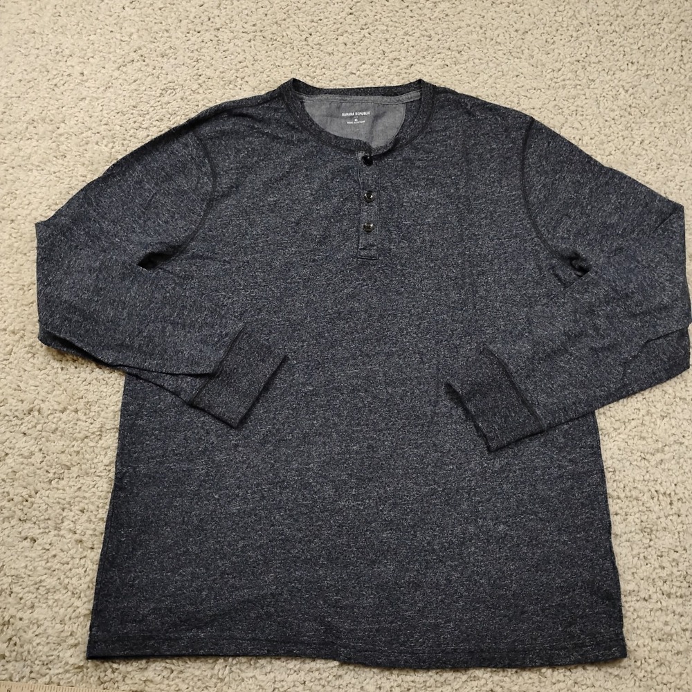 Banana Republic Shirt Mens XL Gray Henley Long Sleeve Outdoor Hiking Camping A2
